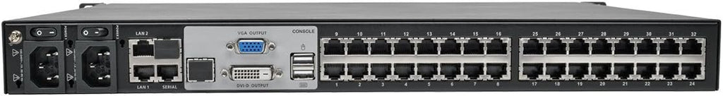 Tripp Lite 32-Port Cat5 IP KVM Switch, 1U Rack-Mount, 4+1 User, RJ45, USB, PS/2, Serial, VGA or DVI, TAA (B064-032-04-IPG)
