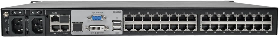 Tripp Lite 32-Port Cat5 IP KVM Switch, 1U Rack-Mount, 4+1 User, RJ45, USB, PS/2, Serial, VGA or DVI, TAA (B064-032-04-IPG)