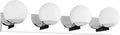 Chrome Bathroom Vanity Light Fixtures, 4-Light Globe Bathroom Vanity Light Fixtures Over Mirror, Modern Wall Lights for Living Room, Long Backplate, Standard E26 Base, Chrome
