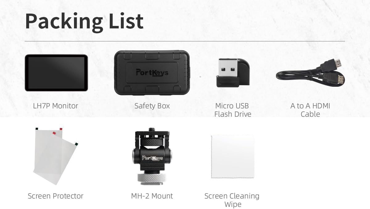 Portkeys LH7P 7'' Camera Field Monitor Wireless Control for A1/A9II/A7SIII/A7CII/FX3/FX30/ZV-E10/RX10/A7MIV/A7RIV/A7RV/RX0/A7MIII, R5/6(Mark II)/7/8, Z8/Z9, BS1H/BGH1, BMPCC 4K/6K(Pro), BS1H/BGH1, etc