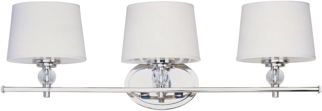 Maxim Lighting Rondo 3-Light Bath Vanity Light | Polished Nickel Finish | Transitional Indoor Light Fixture | Ideal for Bathrooms & Powder Rooms | Dimmable Damp Rated | 12763WTPN