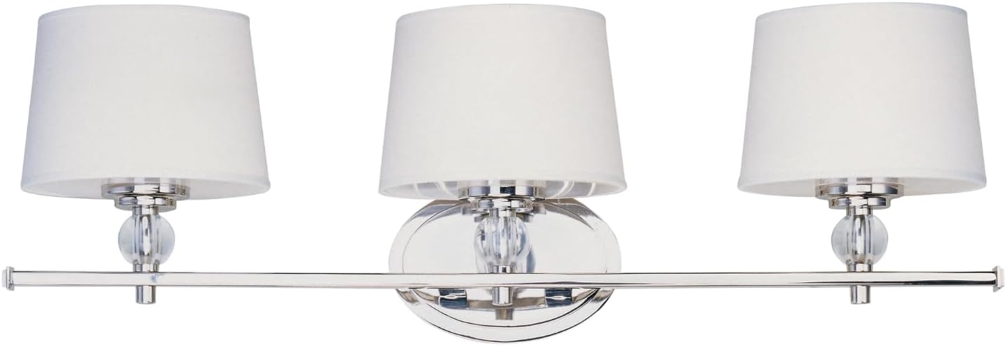 Maxim Lighting Rondo 3-Light Bath Vanity Light | Polished Nickel Finish | Transitional Indoor Light Fixture | Ideal for Bathrooms & Powder Rooms | Dimmable Damp Rated | 12763WTPN