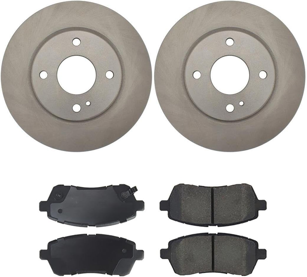 Brake Kit 6PCs Brakes and Rotors Kit Front fits Ford Fiesta 1.6L 2011 2012 2013 2014 2015 2016 2017 2018 2019, fits Ford Fiesta 1.0L 2014 2015 2016 2017 Brake Pads and Rotors 10.16inch(258mm)