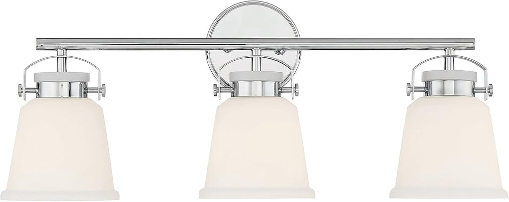Savoy House 8-1627-3-11 Kaden Industrial Traditional White Opal Glass Bathroom Vanity Wall Light, 3-Light 180 Total Watts, 11' H x 26' W, Polished Chrome
