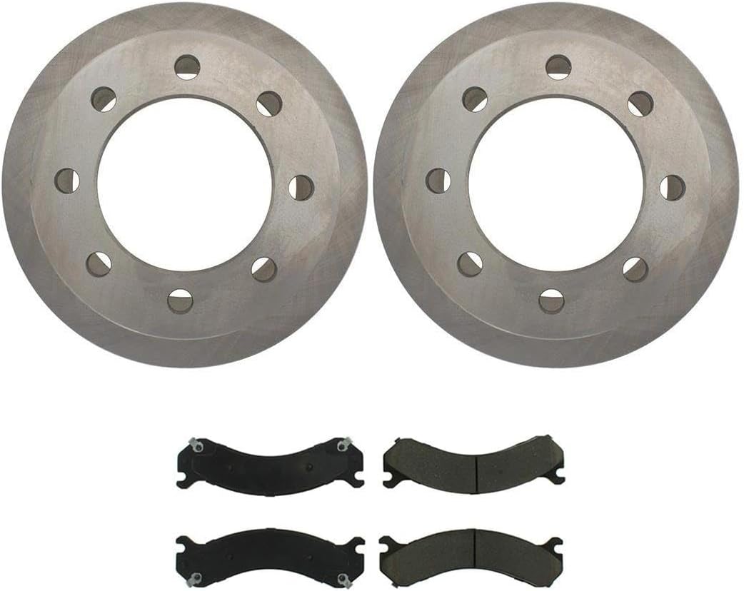 4X Rear Brake Pads and Rotors Kit Replacement 2 Semi Metallic Brake Pads 2 Brake Rotors for Chevrolet Silverado 3500 2001-2007 for Chevy Silverado 3500 2001-2007