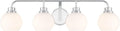 Meridian M80082CH White Opal Glass Bathroom Vanity Wall Light, 4-Light 240 Total Watts, 8' H x 32' W, Chrome