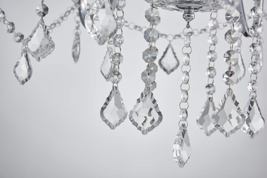 Bestier Modern Chrome Pendant Chandelier Crystal Lighting Ceiling Light Fixture Lamp for Dining Room Bathroom Bedroom Livingroom 6 E12 Bulbs Required D23.6 x H22.8