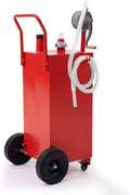 45 Gallon Gas Caddy,Portable Fuel Transfer Storage Tank with Manual Transfer Pump, Flat-Free 4 Wheels,Heavy Duty Gas Can, ATV, Boat, Lawn Mower Red
