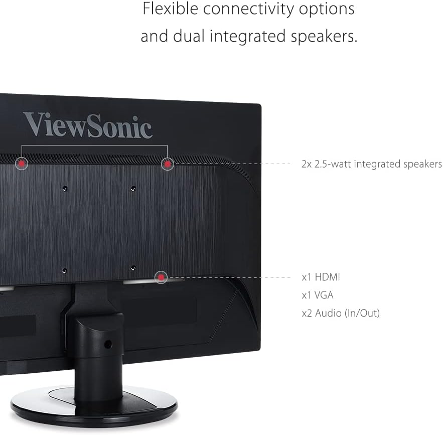 ViewSonic VA2446MH-LED 24 Inch Full HD 1080p LED Monitor with HDMI and VGA Inputs for Home and Office,Black