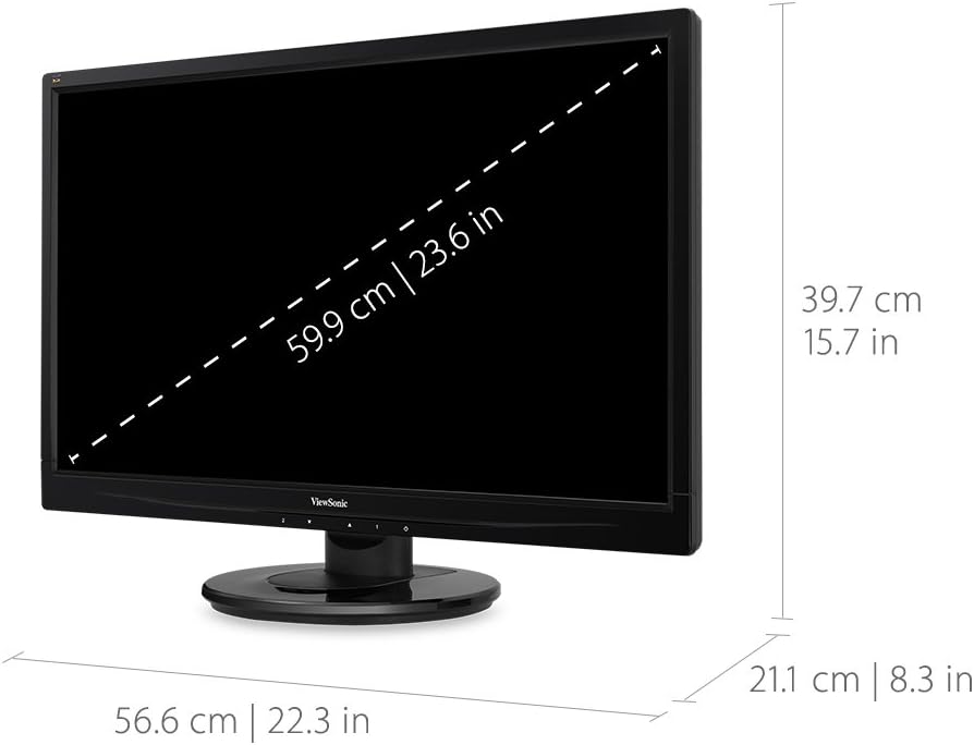 ViewSonic VA2446MH-LED 24 Inch Full HD 1080p LED Monitor with HDMI and VGA Inputs for Home and Office,Black