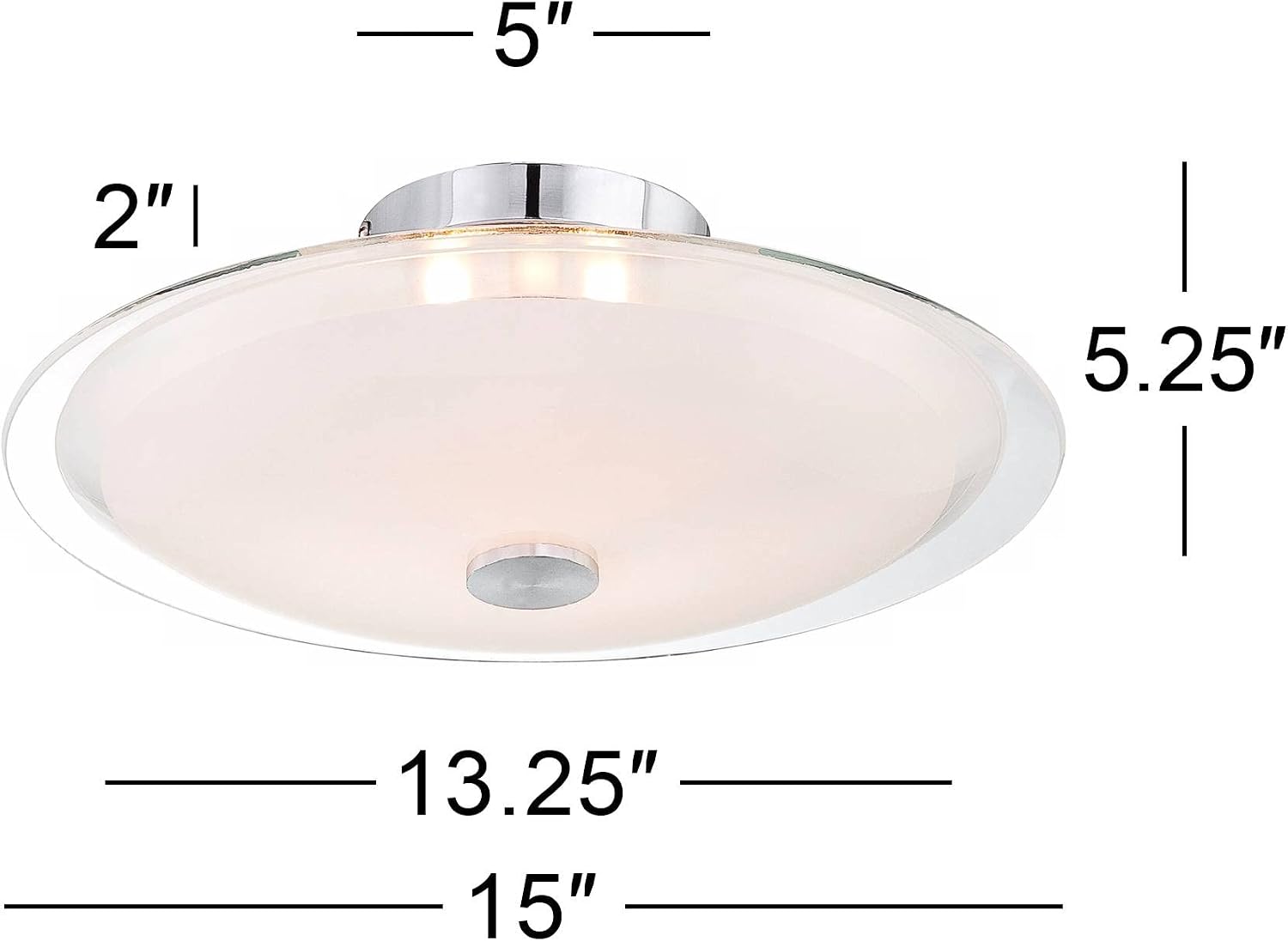 Possini Euro Design Glass Disk Modern Ceiling Light Semi-Flush Mount Fixture Chrome 15' Wide Clear Frosted Shade for House Bedroom Hallway Living Room Bathroom Dining Kitchen