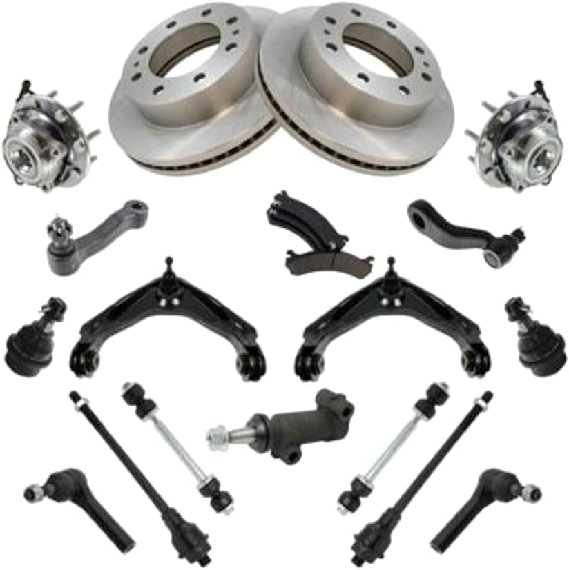Control Arm Kit Brake Pads Rotors Tie Rods Bearings for Chevy for Silverado 3500 Classic 6.0L/6.6L/8.1L 2007 202-13831