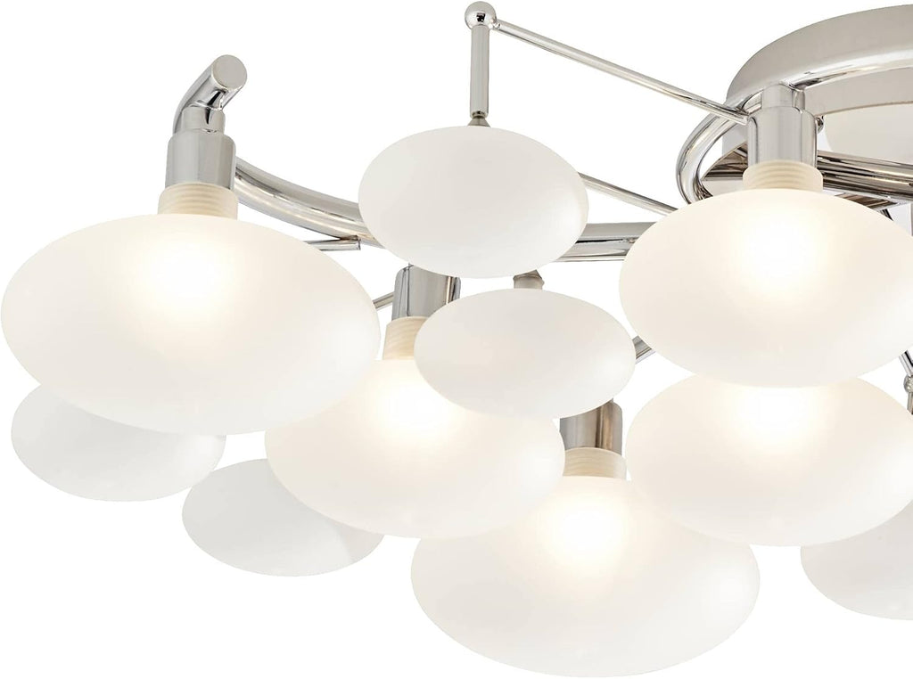Possini Euro Design Lilypad Modern Ceiling Light Semi Flush-Mount Fixture 30' Wide Chrome 12-Light Frosted Opal Etched Glass for Bedroom Kitchen Living Room Hallway Dining Bathroom