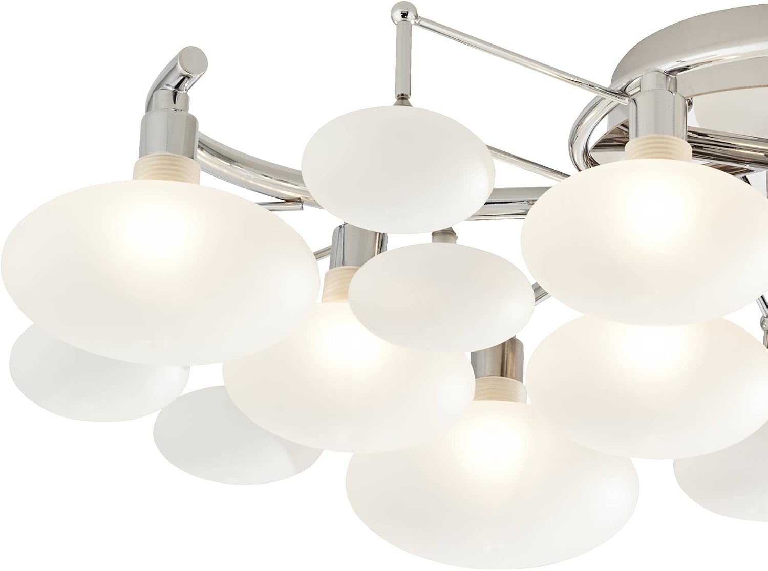 Possini Euro Design Lilypad Modern Ceiling Light Semi Flush-Mount Fixture 30' Wide Chrome 12-Light Frosted Opal Etched Glass for Bedroom Kitchen Living Room Hallway Dining Bathroom
