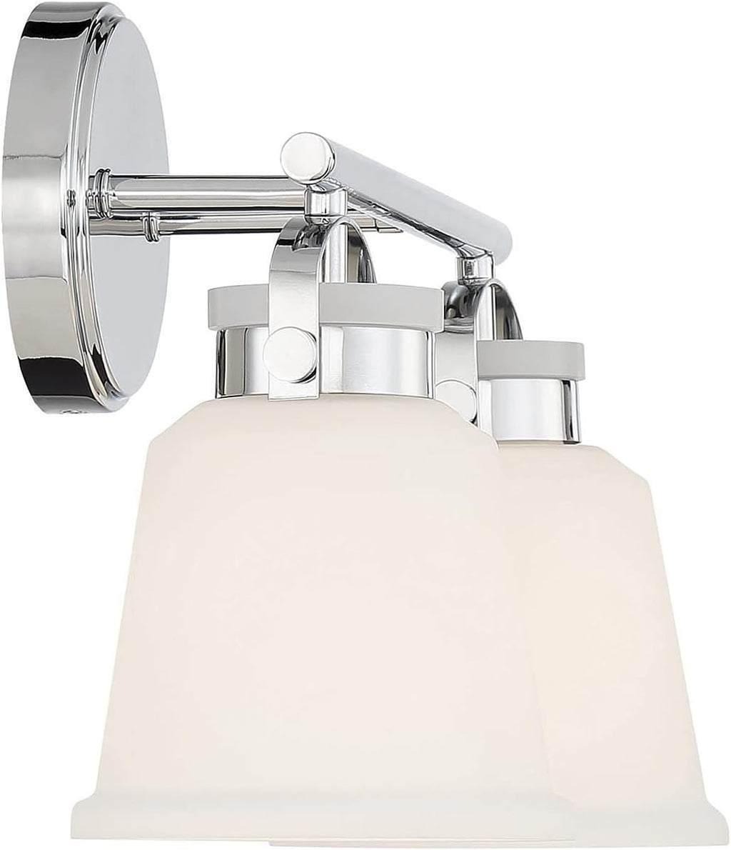 Savoy House 8-1627-2-11 Kaden Industrial Traditional White Opal Glass Bathroom Vanity Wall Light, 2-Light 120 Total Watts, 11' H x 16' W, Polished Chrome