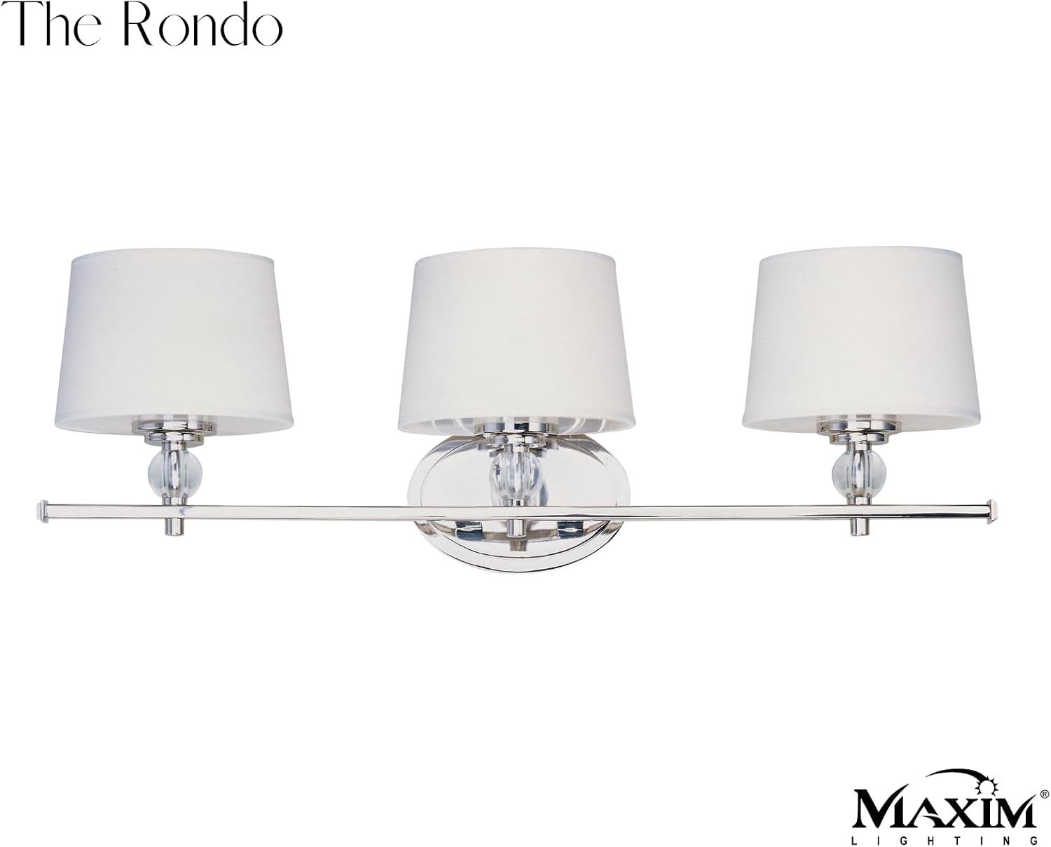 Maxim Lighting Rondo 3-Light Bath Vanity Light | Polished Nickel Finish | Transitional Indoor Light Fixture | Ideal for Bathrooms & Powder Rooms | Dimmable Damp Rated | 12763WTPN