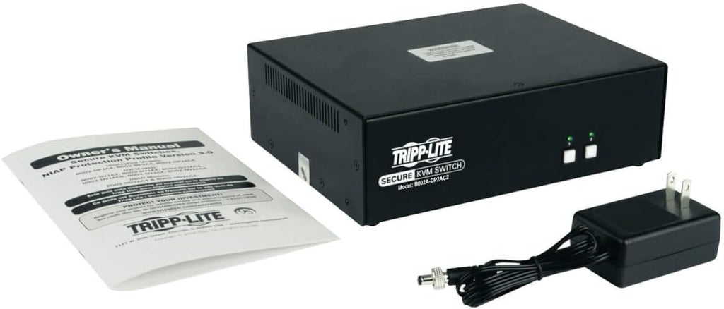 Tripp Lite Secure KVM Switch 2-Port Dual-Monitor DisplayPort 4K NIAP CAC (B002A-DP2AC2)