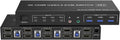 4 Port HDMI USB 3.0 KVM Switch 4X2 Dual Monitor 4K@60Hz Extended Display DP KVM Switch 4 in 2 Out for 4 PC Share Keyboard Mouse(ZY-AHD42U,EU Power Plug)