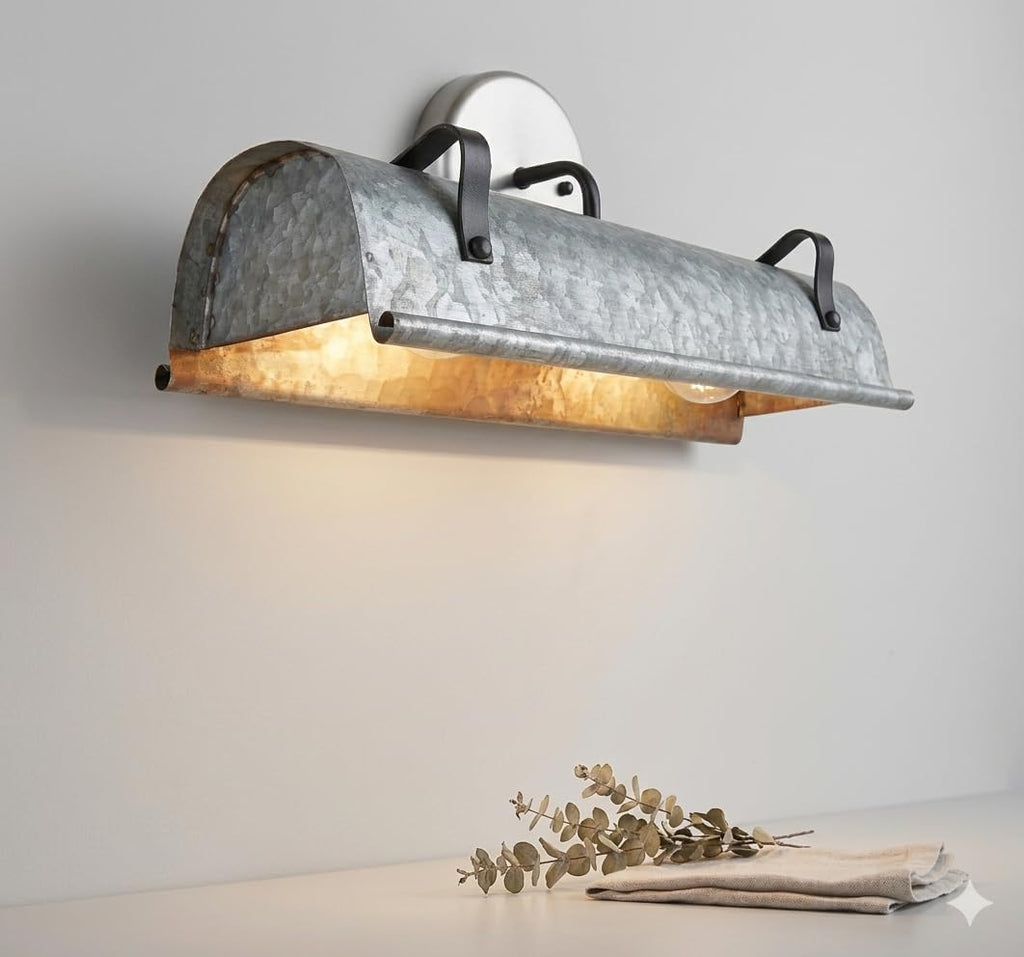 thelampgoods Galvanized Metal Wall Vanity Light - Farmhouse Bathroom Light Fixtures Sconce Industrial Rustic Pendant Chandelier Flush Mount Man Cave