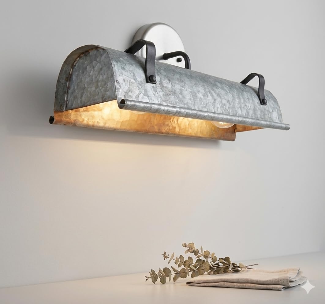 thelampgoods Galvanized Metal Wall Vanity Light - Farmhouse Bathroom Light Fixtures Sconce Industrial Rustic Pendant Chandelier Flush Mount Man Cave