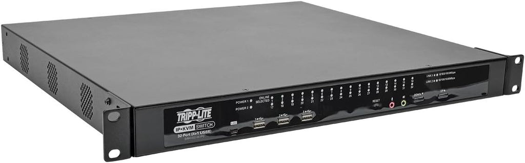 Tripp Lite 32-Port Cat5 IP KVM Switch, 1U Rack-Mount, 4+1 User, RJ45, USB, PS/2, Serial, VGA or DVI, TAA (B064-032-04-IPG)