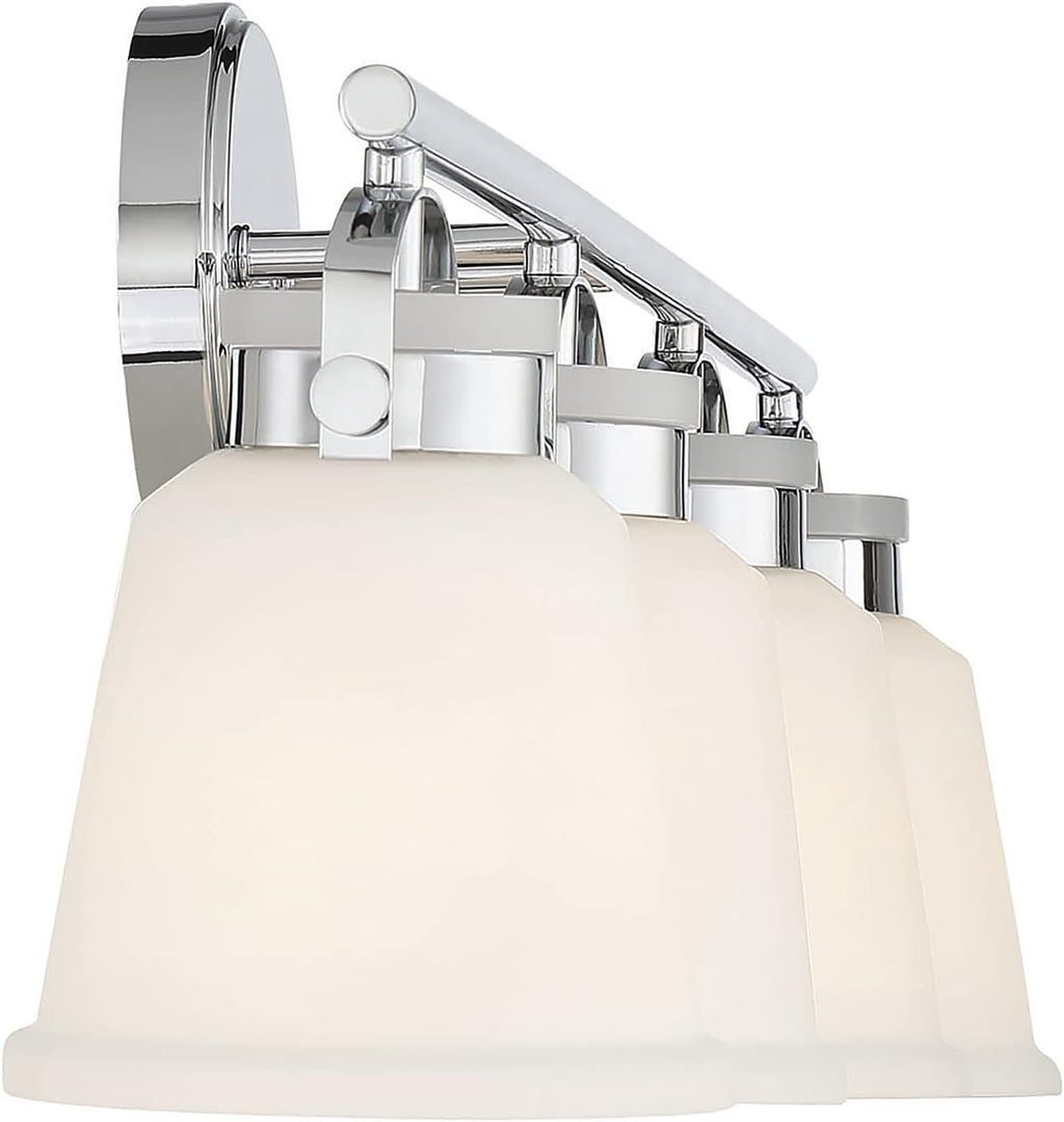 Savoy House 8-1627-4-11 Kaden Industrial Traditional White Opal Glass Bathroom Vanity Wall Light, 4-Light 240 Total Watts, 11' H x 34' W, Polished Chrome