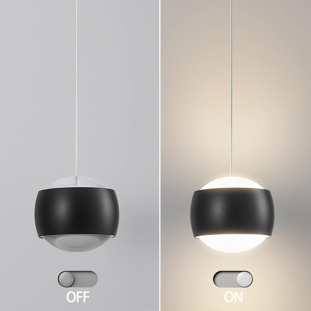 Modern Black LED Dimmable Pendant Light fixtures,6″ Island Pendant Lighting for Kitchen Island Dinning Room,Bedroom,Bar, Kitchen Island Ceiling Hanging Light Fixtures(black-1-Pack)