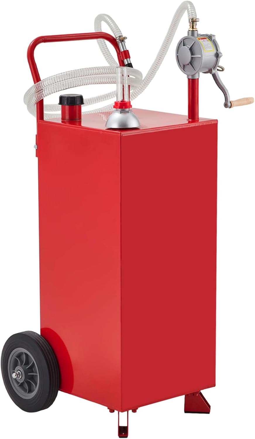 40 Gallon Fuel Caddy, with Wheels & Manual Transfer Pump, Gasoline Diesel Fuel Container for Cars, Lawn Mowers, ATVs, Boats, More