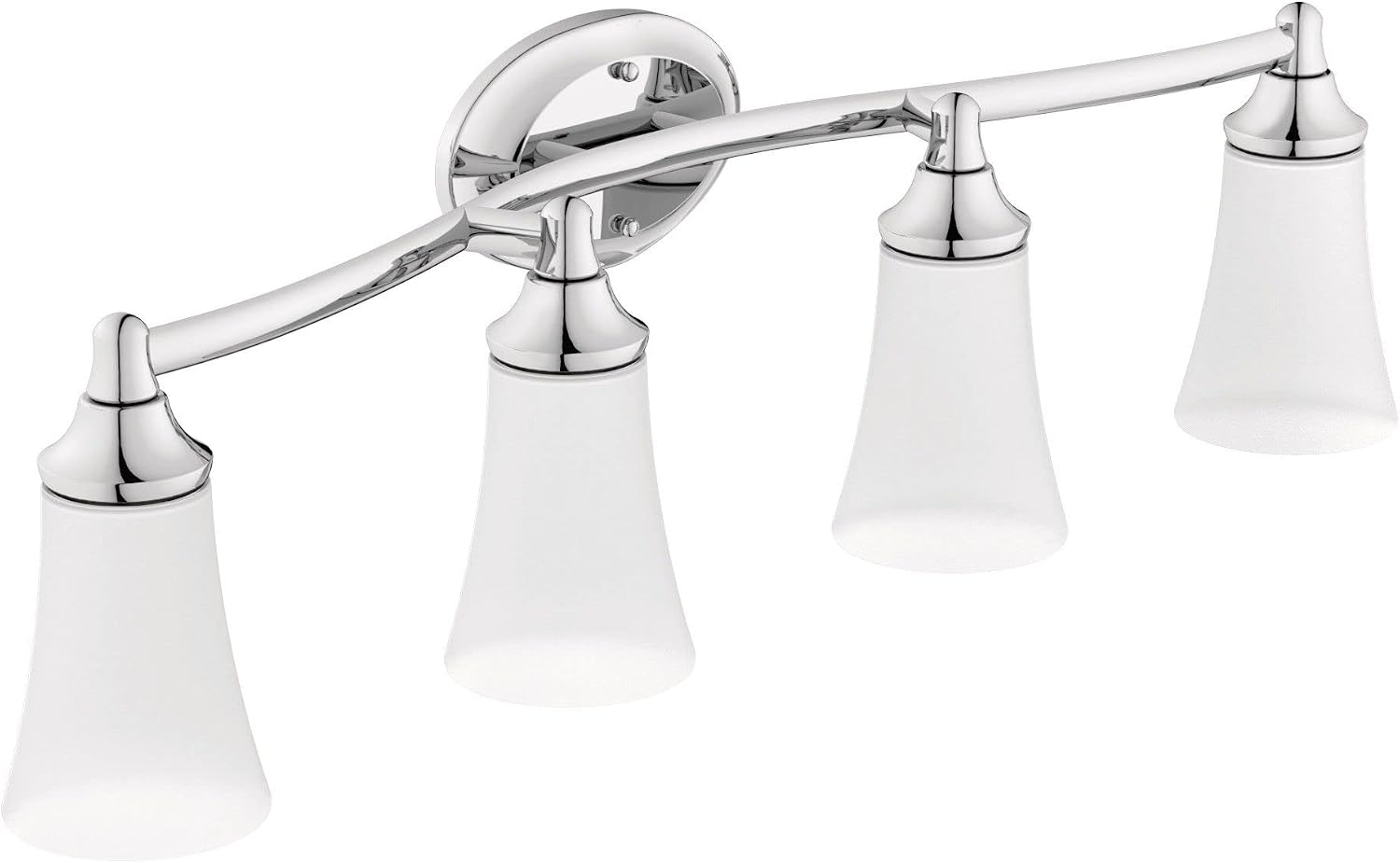 Moen YB2864CH Eva 4-Light Dual-Mount Bath Bathroom Vanity Fixture with Frosted Glass, Chrome