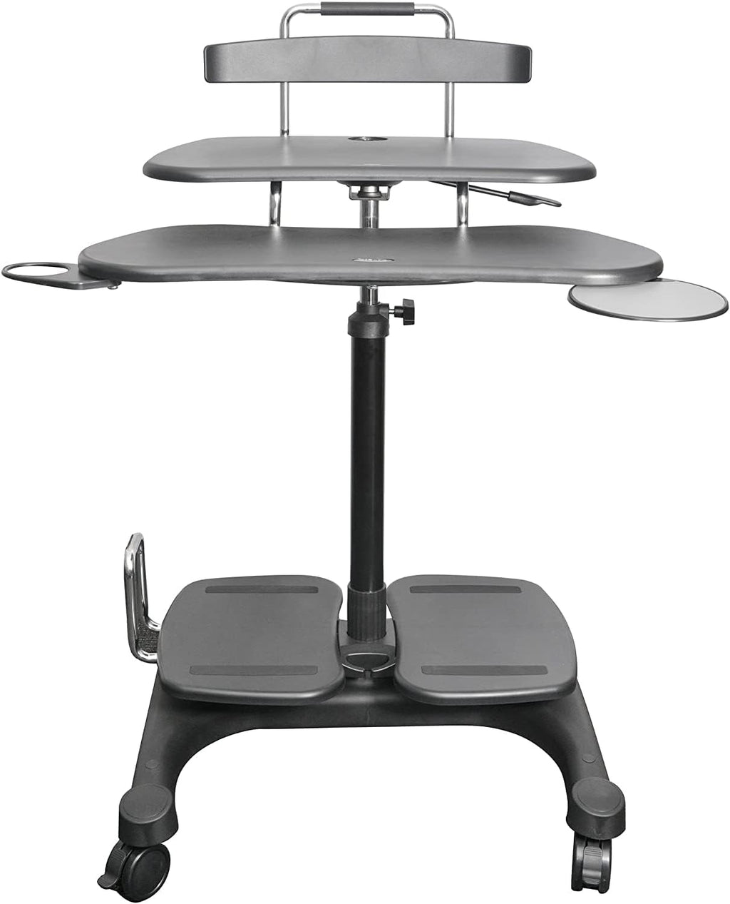 Kantek Mobile Sit Stand Height Adjustable (31'-44.5') PC Cart, Rolling Computer Laptop Workstation, Keyboard Tray, Mouse Tray, Printer, UPS, Monitor Arm,Black,STS240
