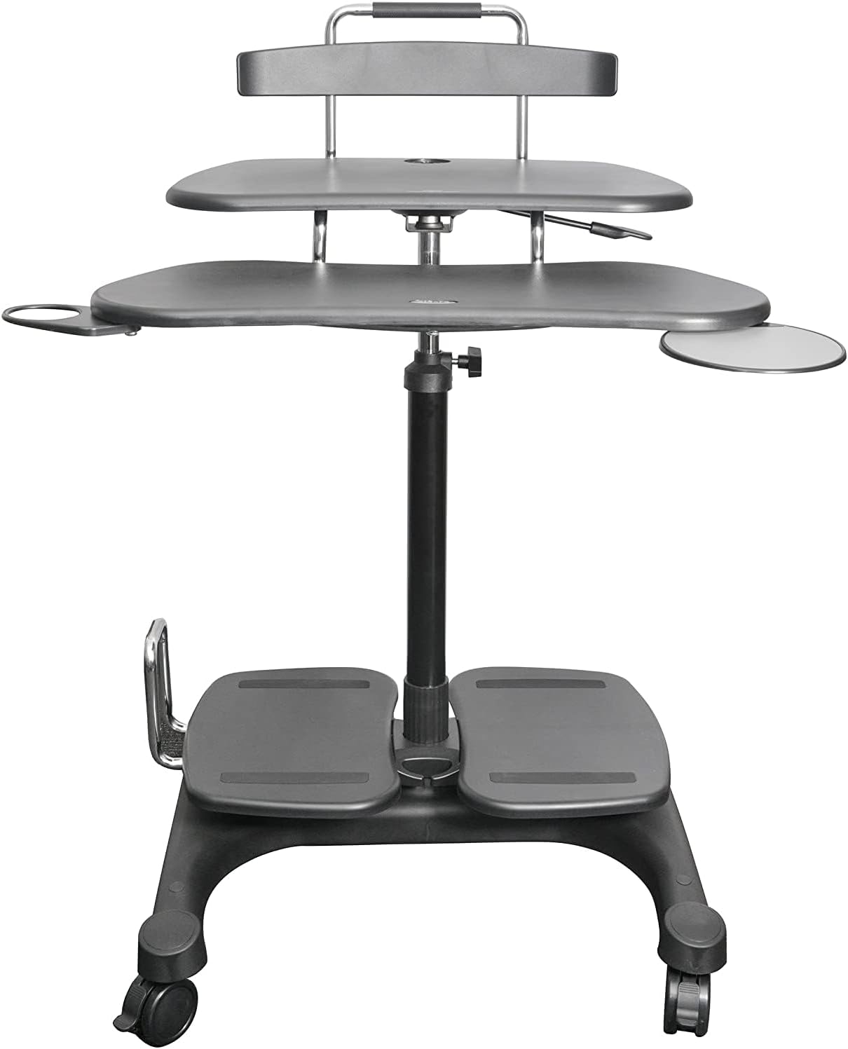 Kantek Mobile Sit Stand Height Adjustable (31'-44.5') PC Cart, Rolling Computer Laptop Workstation, Keyboard Tray, Mouse Tray, Printer, UPS, Monitor Arm,Black,STS240
