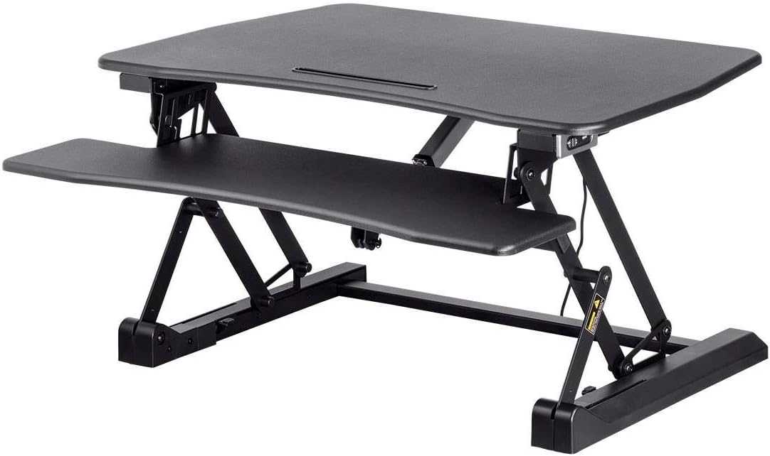 Monoprice Electric Sit-Stand Riser Desk Converter - Height Adjustable 5.9'-18.9', Black - Workstream Collection
