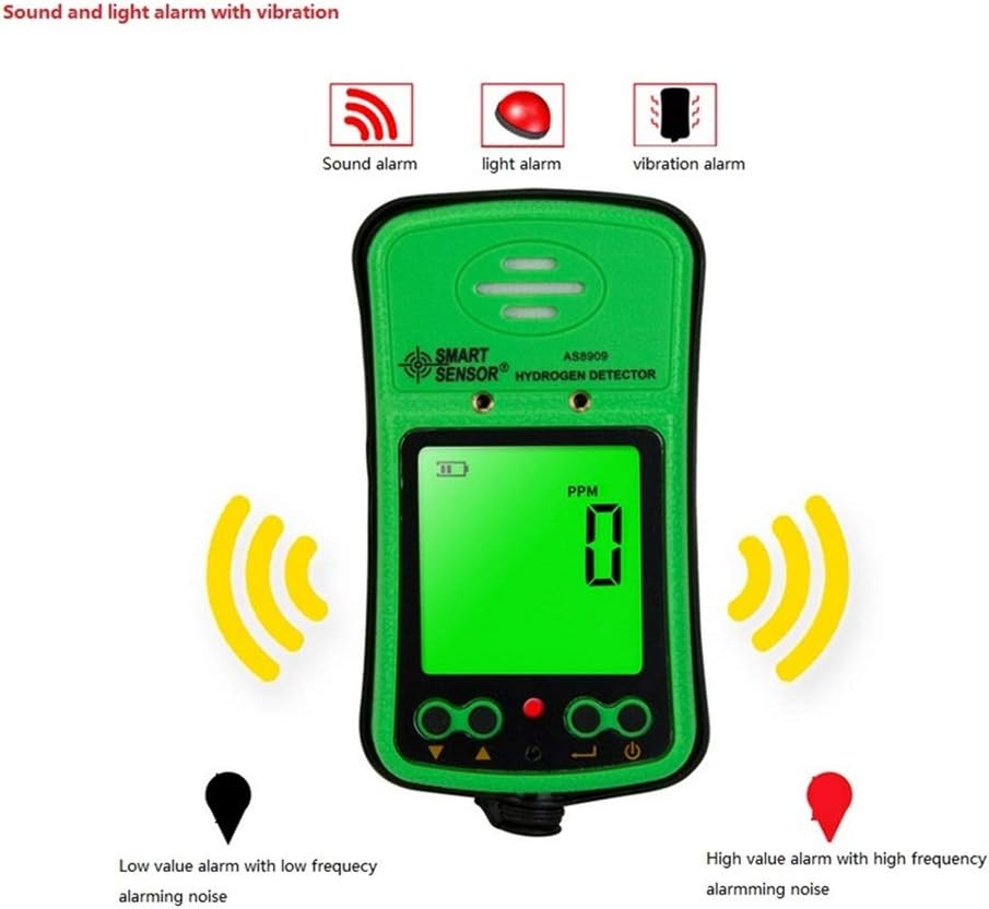 Portable H2 Gas Detector 0~1000ppm LCD Display Rechargeable Li-Battery Powered Alarmable Handheld Digital Hydrogen Gas Monitor Meter Tester Analyzer with Sampling Pump