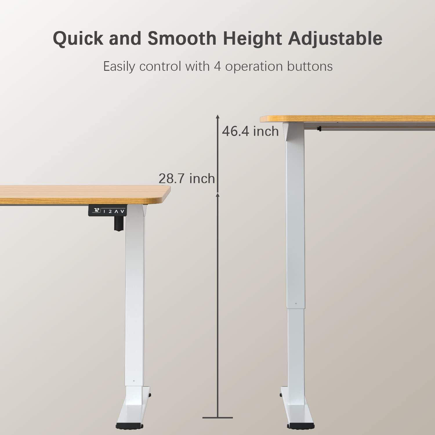 Furmax Electric Standing Desk, 45 x 24 Inches Sit Stand up Desk, Sit Stand Height Adjustable Home Office Desk with 4 Height Position Memory - with Splice Board (Brown, 45)