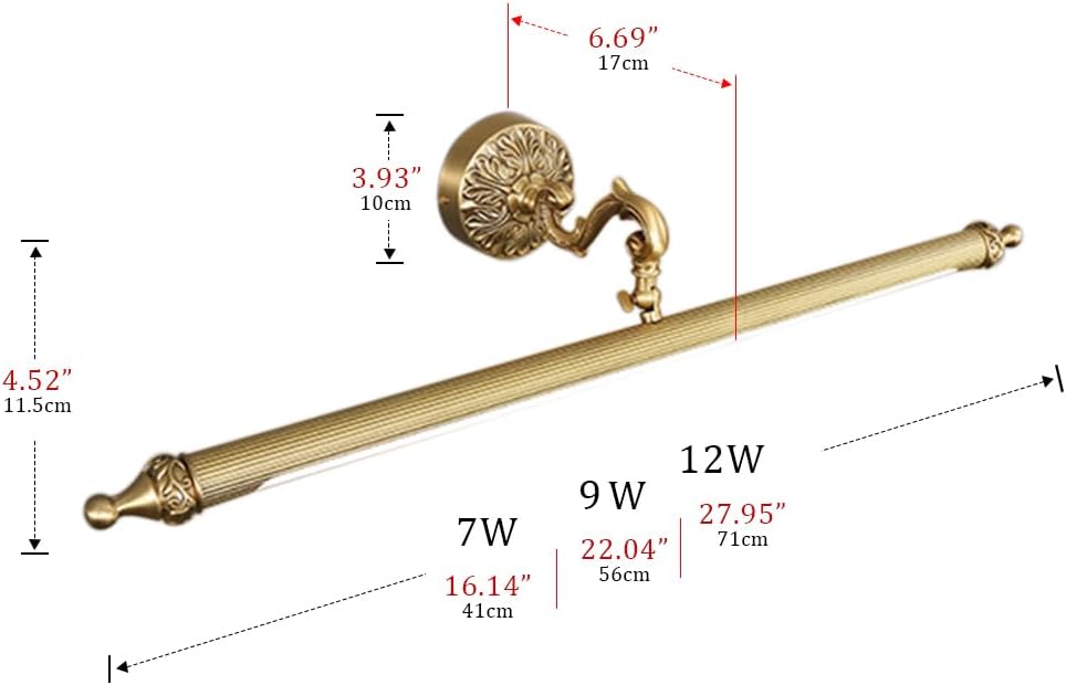 Aiwen LED Vanity Light Fixture 9W 22.04 inch Bath Vanity Lights with PC Lamp Shade Retro Artwork Picture Lighs Wall Sconces for Dressing Bathroom Lighting 3 Color Temperature