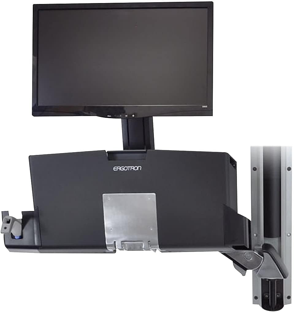 Ergotron StyleView Sit-Stand Combo System with Worksurface, Polished Aluminum/Black