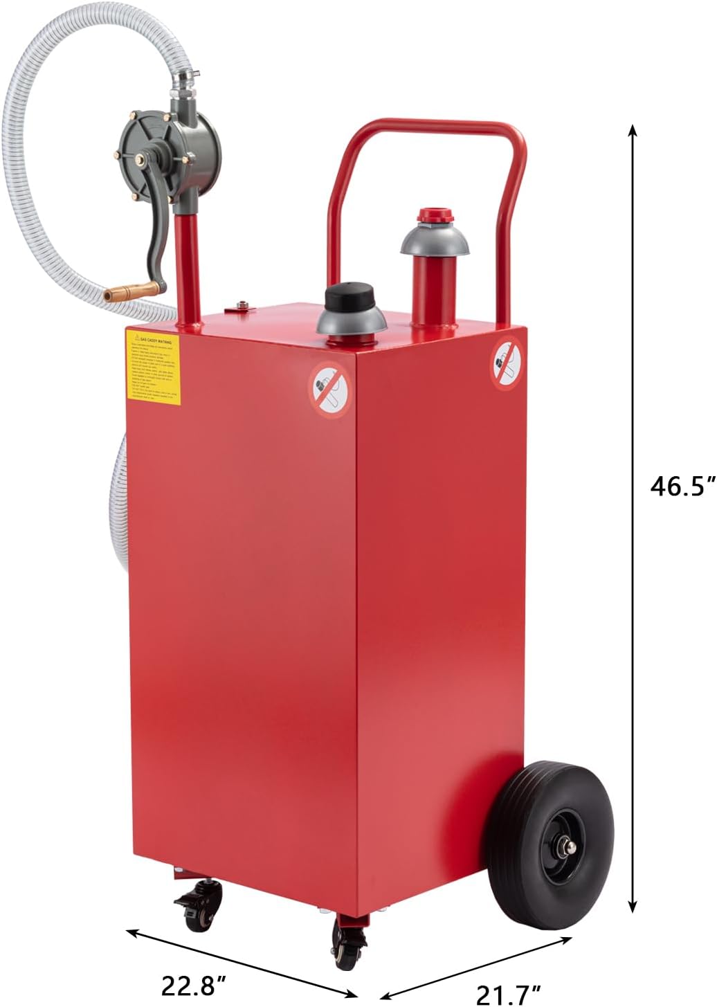 35 Gallon Fuel Caddy, Fuel Storage Tank & 4 Wheels, with Manual Transfer Pump for Cars, Boats, Lawnmowers, Motorcycles