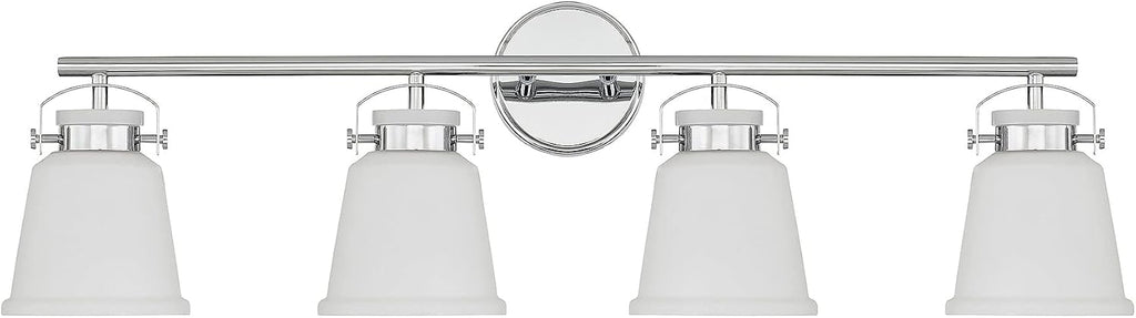 Savoy House 8-1627-4-11 Kaden Industrial Traditional White Opal Glass Bathroom Vanity Wall Light, 4-Light 240 Total Watts, 11' H x 34' W, Polished Chrome