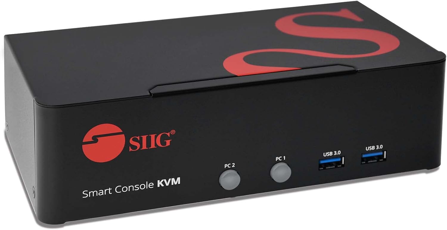 SIIG 2-Port DVI Dual-Link KVM Switch Smart Console with USB 3.0 Multi-Media (CE-DV0111-S1)