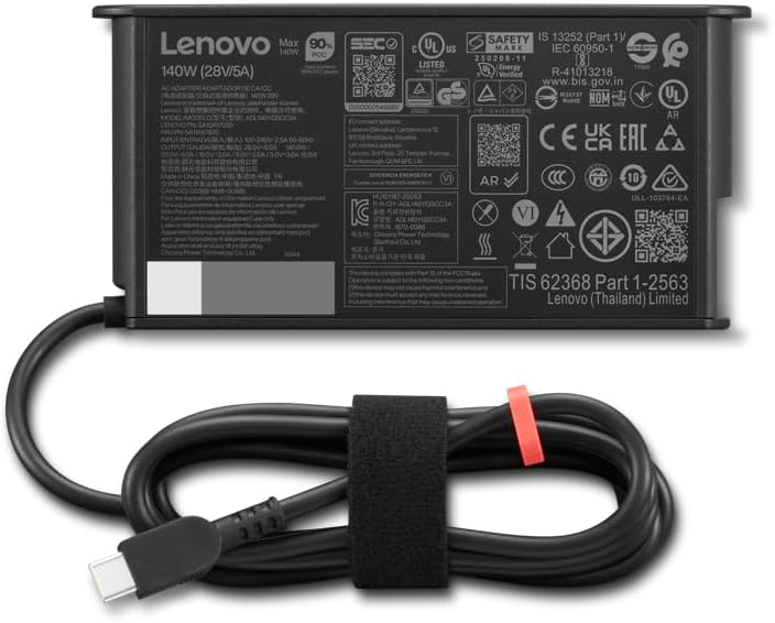 Lenovo ThinkPad Mobile Workstation 140W USB-C GaN Slim AC Adapter for ThinkPad P1 Series-P1 G8, ThinkPad P16 Series-P16v G3, ThinkPad T1 Series-T1g G8, ADL140YGSDC3A, 5A11K67869, SA10R17029.