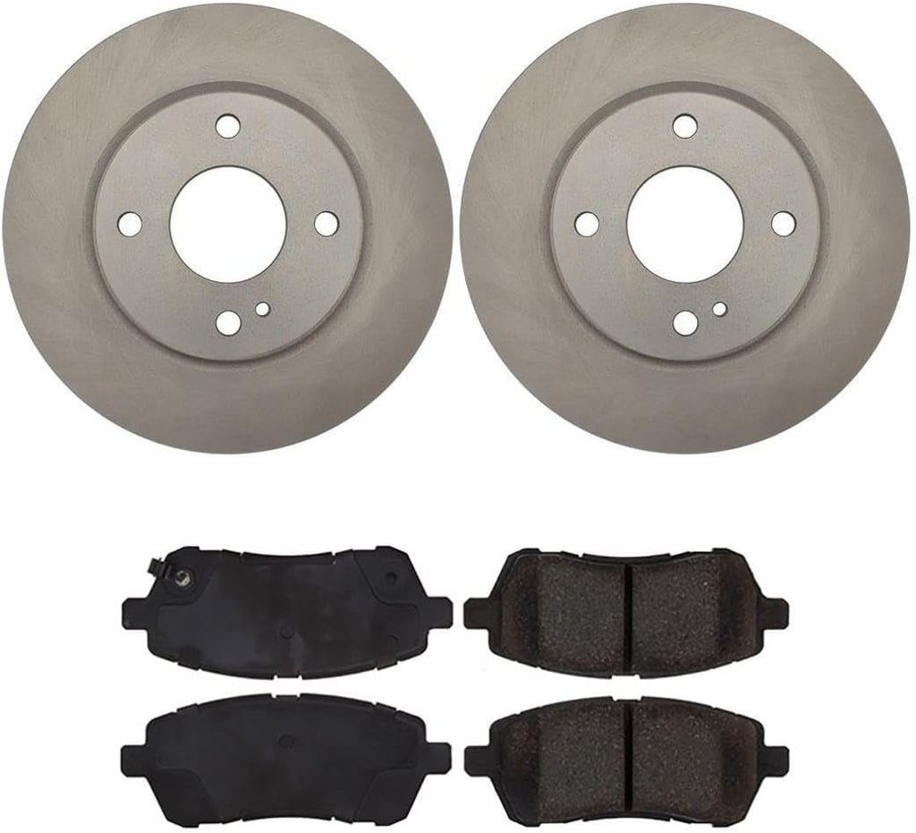 Front Brake Kit - Front Brake Pads and Rotors, Brakes and Rotors Kit fits Ford Fiesta 2019 2018 2017 2016 2015 2014 2013 2012 2011
