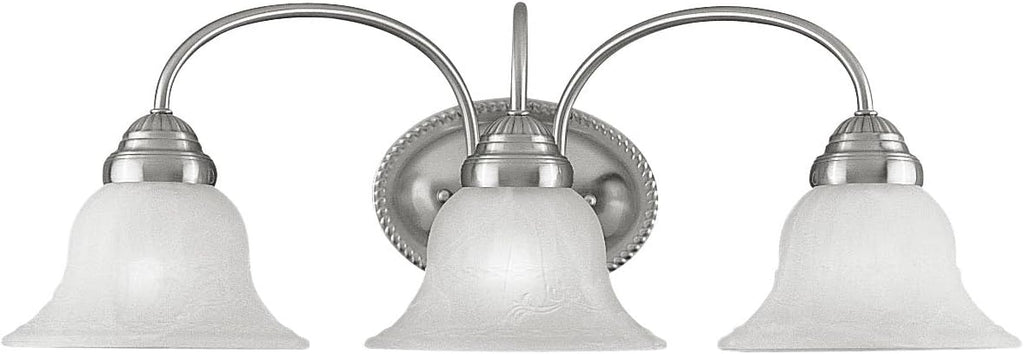 Livex Lighting 1533-91 Edgemont 3 Light Vanity Brushed Nickel with White Alabaster Glass, 23.5 x 8.75 x 8