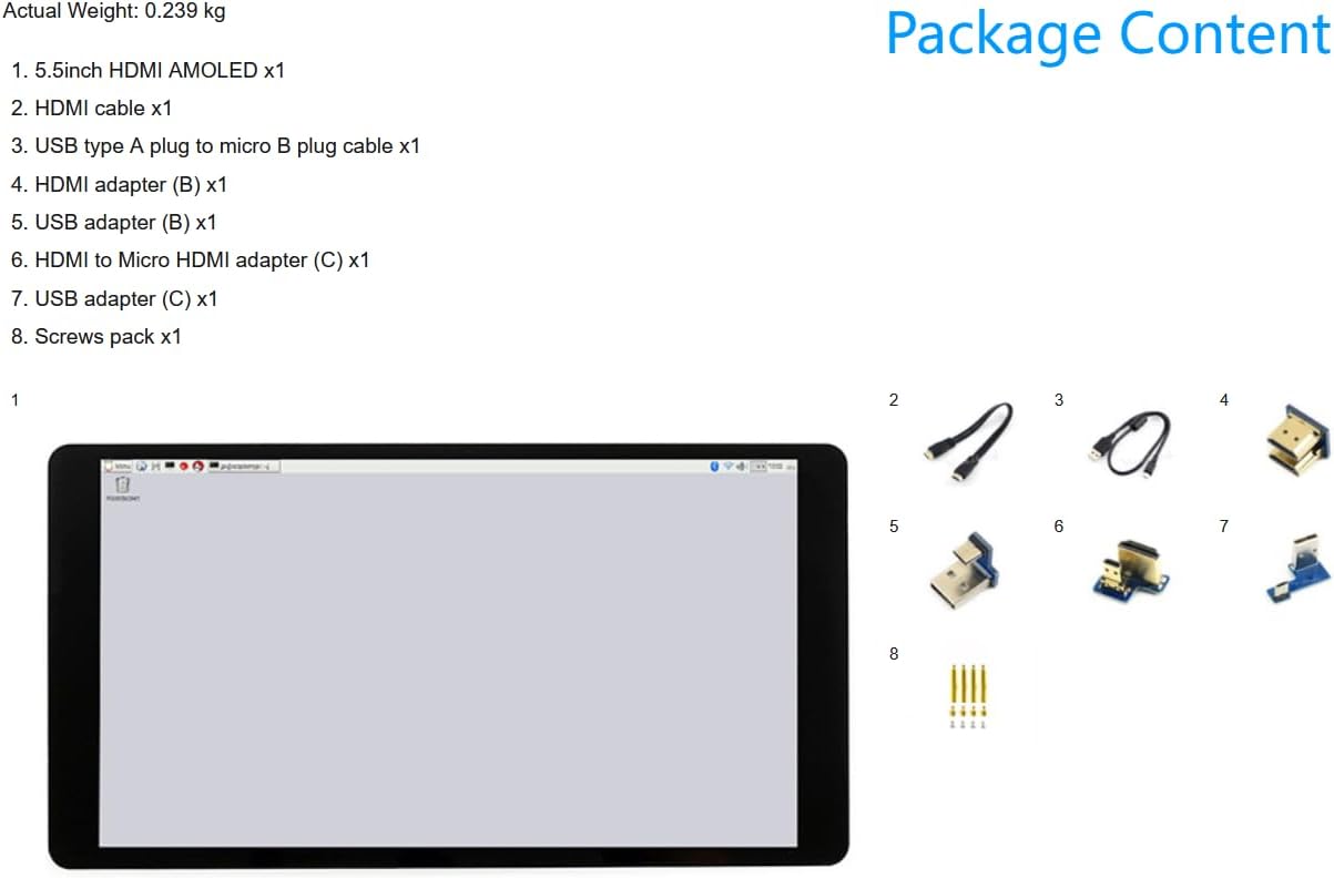 5.5inch 1080×1920 HDMI Capacitive Touch AMOLED Display for Raspberry Pi 4B/3B+/3A/Zero/Zero W/WH/Zero 2W CM3+/4 Jetson Nano/Windows 11/10/8.1/8/7 (5.5inch HDMI AMOLED)