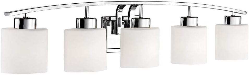 5-Light Bathroom Wall Mounted Light with White Oval Glass and Chrome Finish