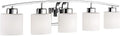 5-Light Bathroom Wall Mounted Light with White Oval Glass and Chrome Finish