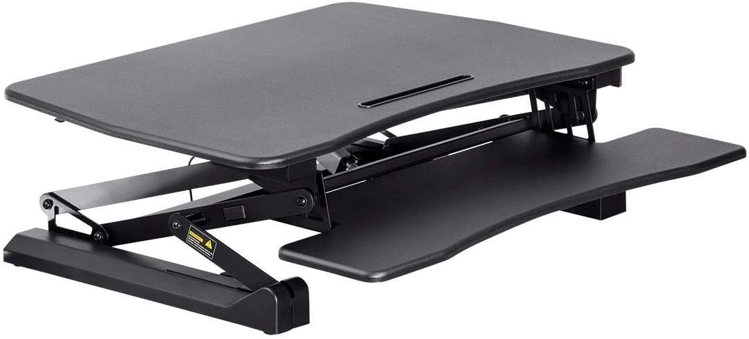 Monoprice Electric Sit-Stand Riser Desk Converter - Height Adjustable 5.9'-18.9', Black - Workstream Collection