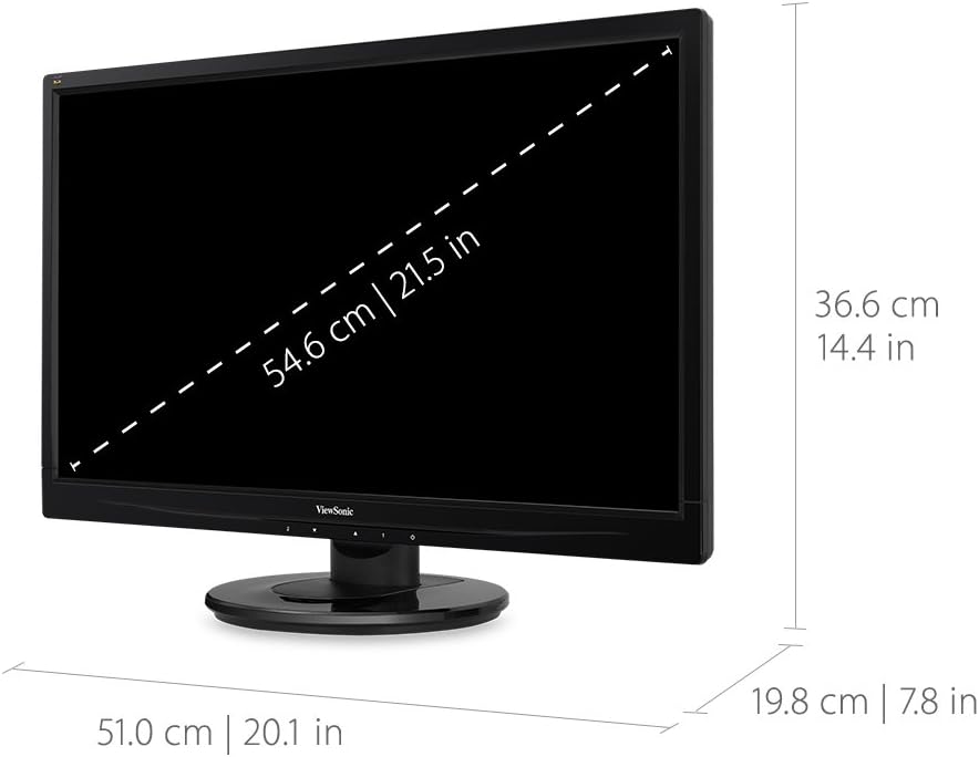 ViewSonic VA2246MH-LED 22 Inch Full HD 1080p LED Monitor with HDMI and VGA Inputs for Home and Office, Black