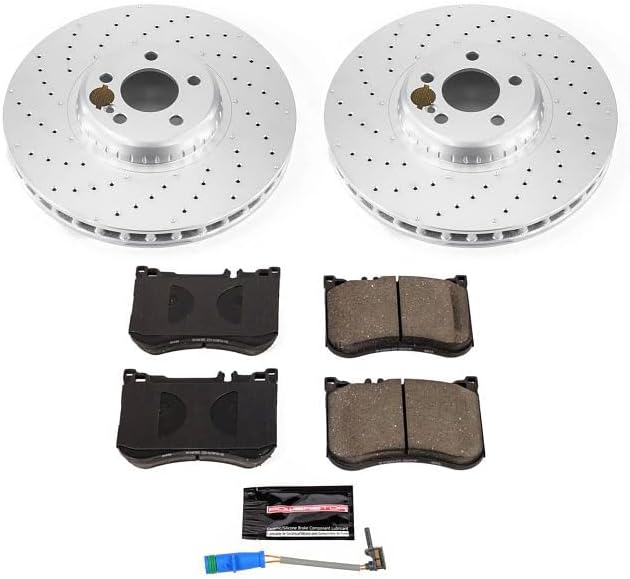 PowerStop Front Brake Kit for Mercedes-Benz E53 AMG 2019-21 - Fully-Coated Disc Rotors with Z23 Carbon-Fiber Ceramic Brake Pads Upgrade, CRK9011