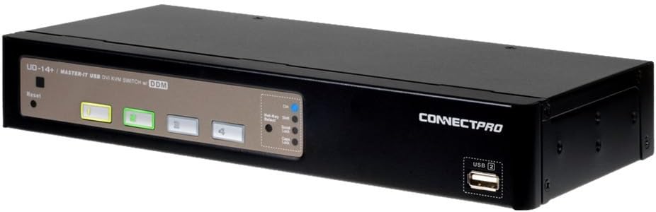 ConnectPRO UD-14+KIT, 4-Port DVI+USB DDM KVM Switch with cables