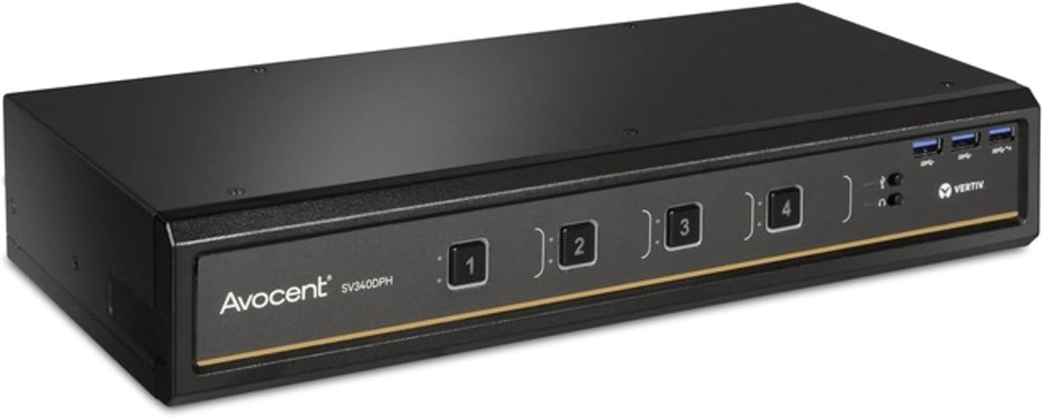 Vertiv SwitchView Desktop KVM, 4 Port, Single Head Monitor, Vertiv SwitchView Desktop KVM, KVM Switchbox, 4 Port, Dual Head Monitor, Universal Connector, TAA Compliant (SV340DPH-400)